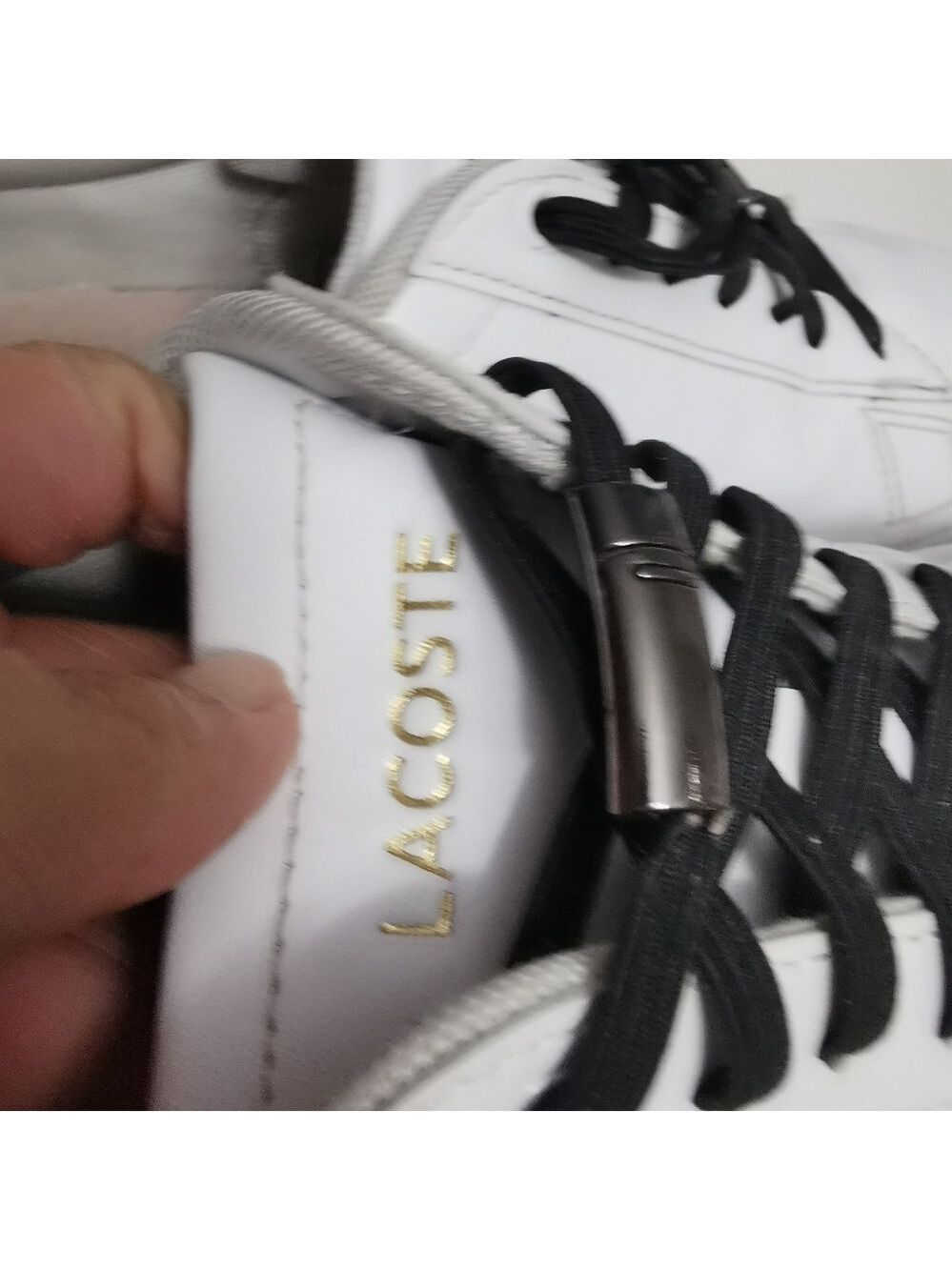 Lacoste White Leather Court Sneakers Gold Logo Women's US 7 - Picture 12 of 14